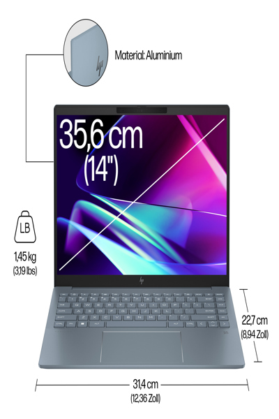 HP Pavilion Plus 14-ew1172ng 35.56cm 14Zoll 2.8K Intel Core Ultra 7 155H 32GB 512GB - Core Ultra 7 - 512 GB - 9Z340EA#ABD
