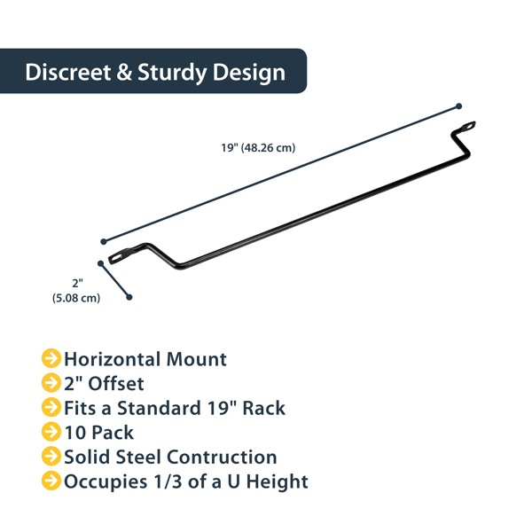 StarTech 5 cm Offset Horizontal Cable Management for Racks - Cable Manager - 10 Pack - Rack Cable Management Guide - 1U - 48.3 cm (Pack of 10) - CMLB102