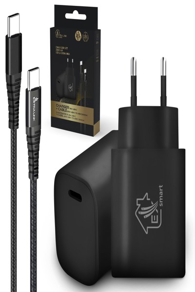 Kit de câbles USB-C vers USB-C Extralink Smart Life avec chargeur PD3.0 18 W