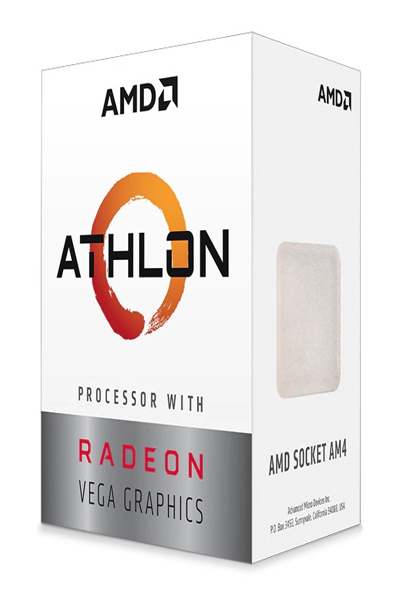AMD Athlon 3000G, AMD Athlon, Socket AM4, 14 nm, AMD, 3000G, 3.5 GHz - YD3000C6FHSBX