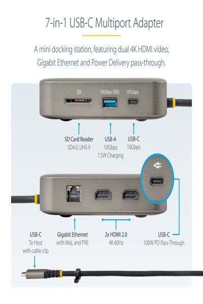 StarTech.com Universal USB C multiport adapter - 102B-USBC-MULTIPORT