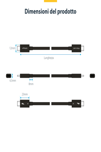 StarTech.com 60 cm Thunderbolt 5-certifierad kabel - TBLT5MM80CM240W