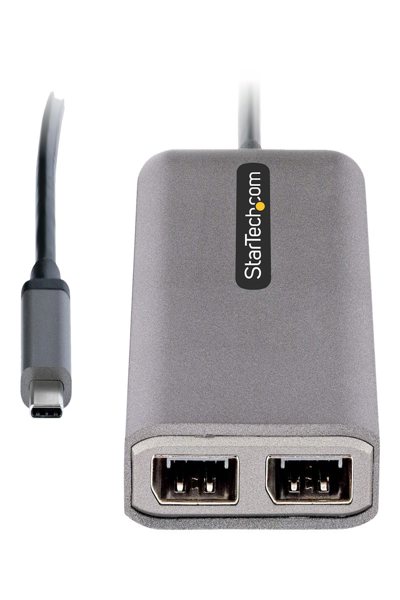 StarTech.com 2-portars USB-C MST-hubb, USB Type-C till 2x DisplayPort-adapter för flera bildskärmar för bärbar dator, Dual-DP upp till 4K 60Hz med DP 1.4 Alt-läge och DSC, HDR, 30 cm kabel, USB-bussdriven - MST14CD122DP