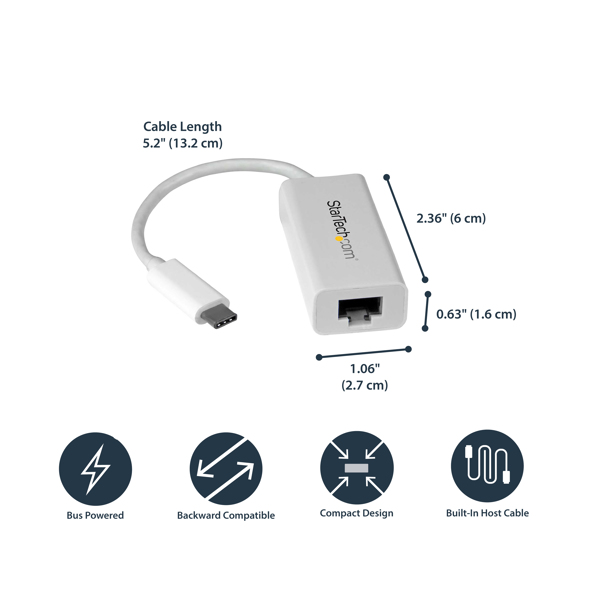StarTech USB-C to Gigabit Network Adapter White - US1GC30W
