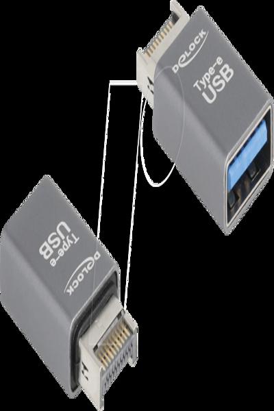 Delock Adapter USB 10 Gbps Typ-E Key A Stecker zu Typ-A Buchse Metall 67230 - Adapter - 67230