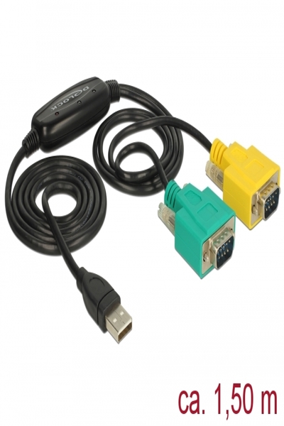 Delock Adapter USB 2.0 Typ-A > 2 x Seriell DB9 RS-232 - 63466