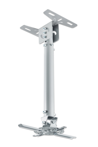 Manhattan Projector Mount - Ceiling - Universal - Tilt & Swivel - Height Range: 57 to 82cm - Max 20kg - Silver - Lifetime Warranty - Ceiling - 20 kg - White - Manual - 575 - 825 mm - 360Ã‚Â°
