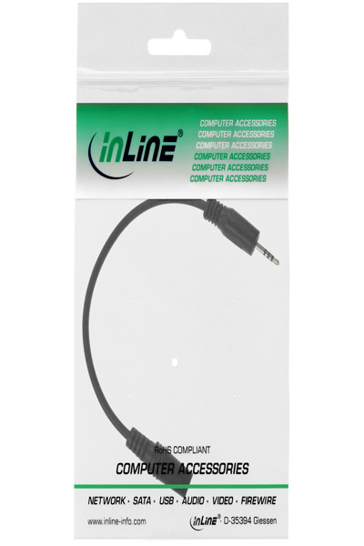 Câble adaptateur audio en ligne 4 broches 2,5 mm mâle / 4 broches 3,5 mm femelle 0,2 m
