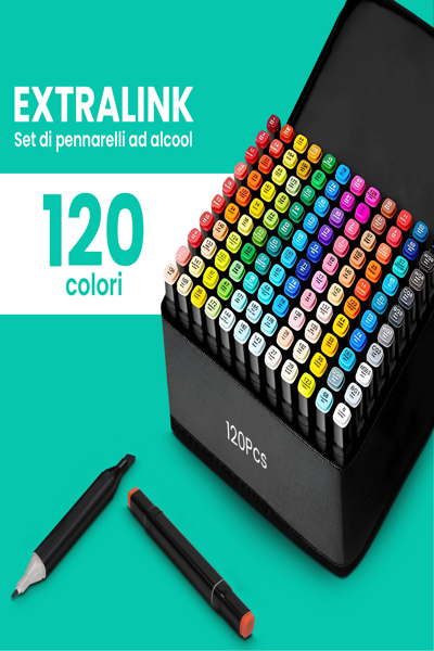 EXTRALINK ALCOHOL MARKER SET 120 COLORS DUAL TIP