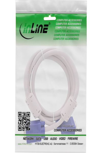 Câble S-VGA InLine 15 HD gris mâle / mâle 1 m