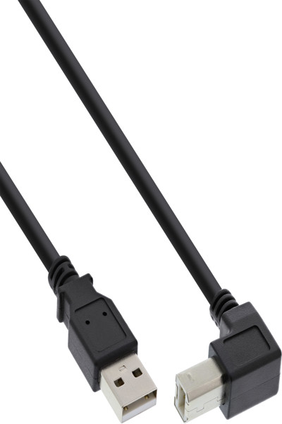 Câble USB 2.0 InLine coudé vers le bas Type A mâle / B mâle - noir - 0,3 m