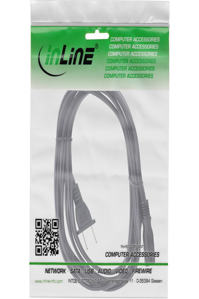 Câble d'alimentation secteur InLine mâle USA / Euro 8 femelle - 1,8 m