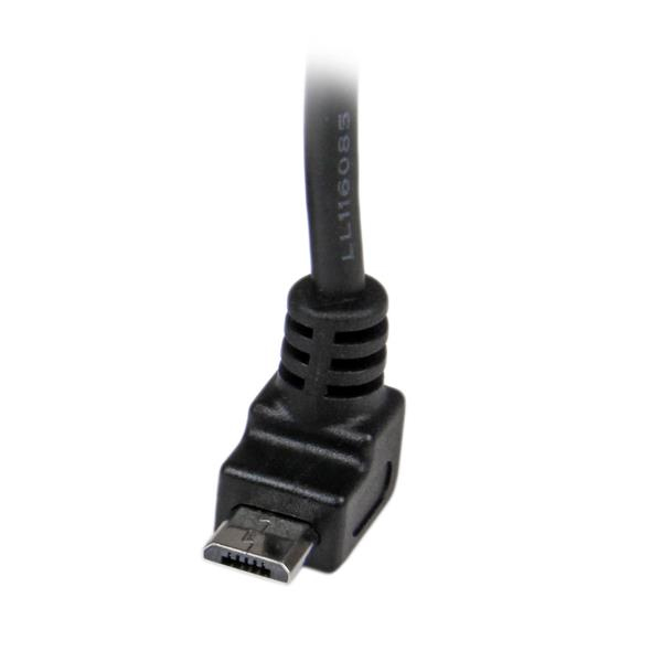 StarTech 1m Micro USB Cable - A to Up Angle Micro B - 1 m - USB A - Micro-USB B - USB 2.0 - Male/Male - Black - USBAUB1MU