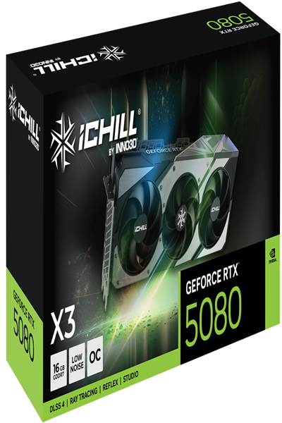 Inno3D RTX5080 iChill X3 16GB GDDR7 HDMI 3xDP - Graphics card - 16,384 MB - C50803-16D7X-176069H