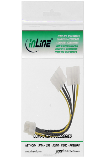 Câble adaptateur secteur InLine - 2x 5,25" mâle / 8 broches PCI-Express mâle - 0,15 m