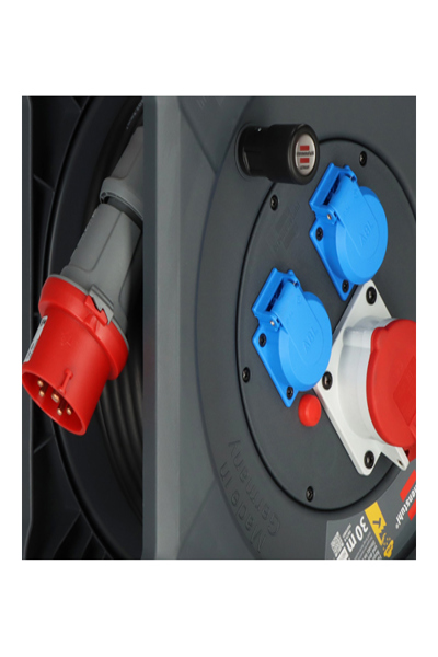 Brennenstuhl 9222300110, Svart, Blå, Röd, Plast, 3 AC-uttag, CEE, Typ E / F, Rak, 30 m - 9222300110