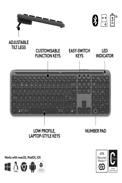 Logitech Signature Slim Combo MK950 Företag Grafit FRA - 920-012505