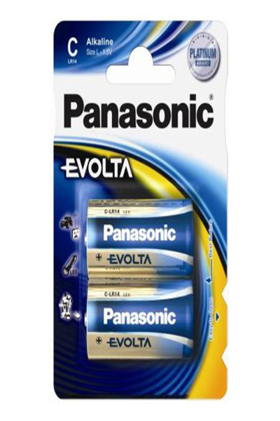 Panasonic Evolta C, Single-use battery, Alkaline, 1.5 V, 2 pcs, Blue, C - LR14EGE/2BP
