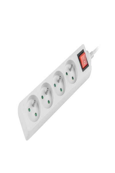 Lanberg PS1-04E-0150-W - 1.5 m - 4 AC outlet(s) - Indoor - Type E - White - 2500 W