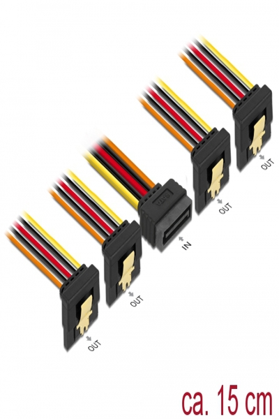 Delock Power splitter - SATA power (P) latched to SATA power (R) down-angled - 60166