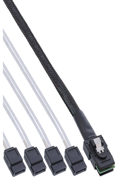 Câble SAS en ligne SFF-8087 vers 4x SATA 0,50 m