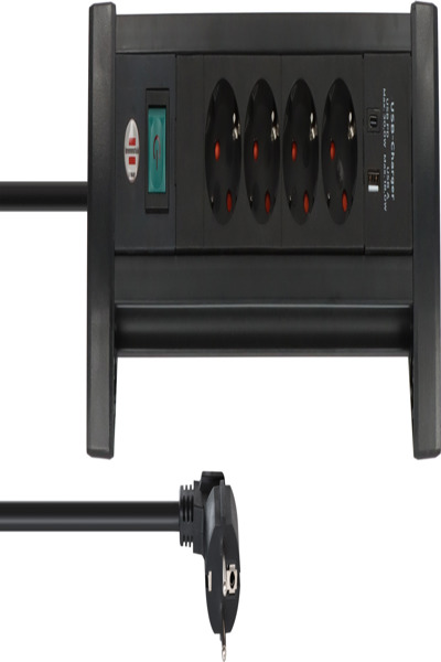 Brennenstuhl ALU-Office-Line 4fach schwarz weiÃƒÅ¸*DE* - Power Strip