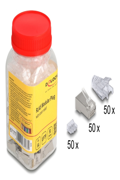 Delock RJ45 Modularer Stecker Cat.6A mit KnickschutztÃƒÂ¼lle - Cable/adapter set - Network - 67177