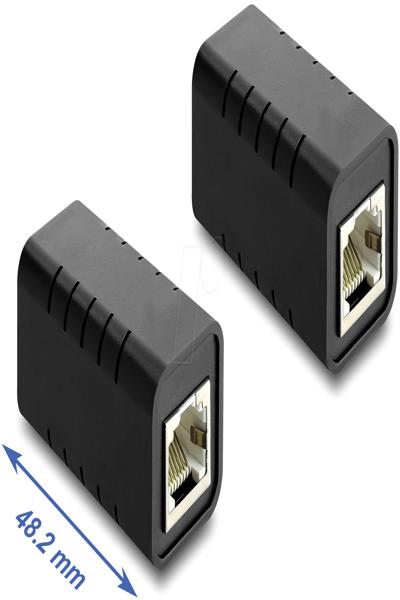 Delock RJ45 Coupling Socket to Cat.6A Shielded Black - Network - 81039