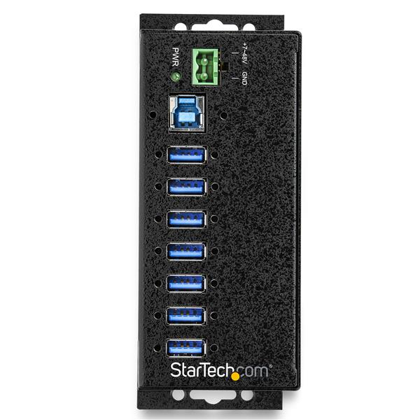 StarTech HB30A7AME USB 3.0 Hub (7-Port, Din-Rail, Industrial Application, External Power Supply, Surge Protection, ESD, 350 W, 15 kV) - Hub - 7 x USB 3.2 Gen 1 - DIN Rail Mountable, Wall Mountable - TAA Compliant - for P/N: ITB20D3250 - HB30A7AME