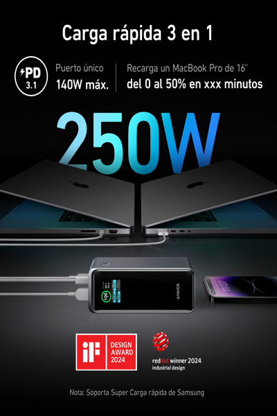 Anker Prime power bank, 27650mAh, 250W, black - A1340011