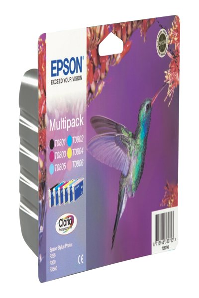 Cartouche d'encre Epson Multipack T0807 originale : noir, cyan, magenta, cyan clair/photo, jaune, 7,4 ml