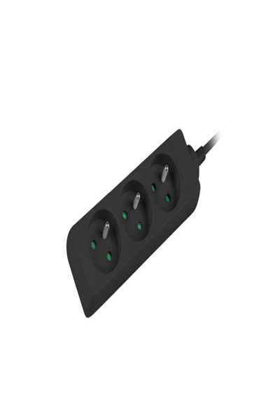 Lanberg PS0-03E-0150-BK - 1.5 m - 3 AC outlet(s) - Indoor - Type E (FR) - Black - 10 A