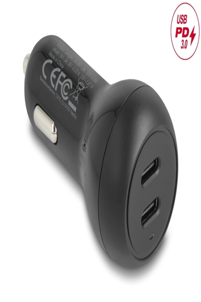 Delock Kfz Ladeadapter 2 x USB Type-C PD 3.0 mit 40 W - 64330