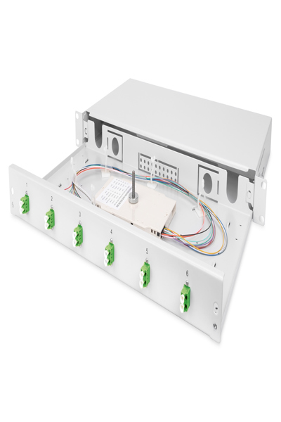 DIGITUS Fiber Optic Splice Box, 1U, Equipped, 6x LC-APC DX, OS2 - DN-96330/9APC