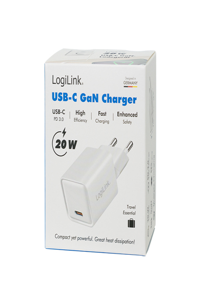 LogiLink PA0355 - USB-Ladegeraet 20 W 5-12 V 1x USB-C PD+QC 3.0 GaN weiÃƒÅ¸ - PA0355