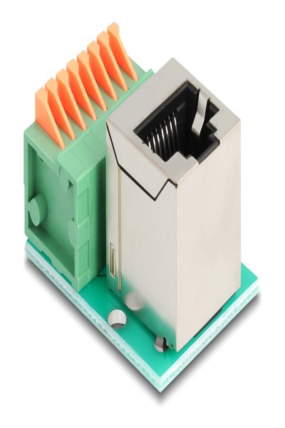 Delock Nätverksadapter - RJ-45 (F) vinklad till 8-polig kopplingsplint - 90653