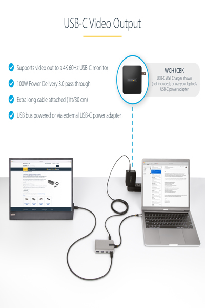 StarTech.com 4-Port USB-C Hub 4K 60Hz 100W PD - HB31C3A1CDPPD3