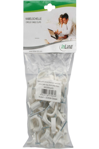 Serre-câbles ronds InLine 8 mm, 50 pièces, blancs