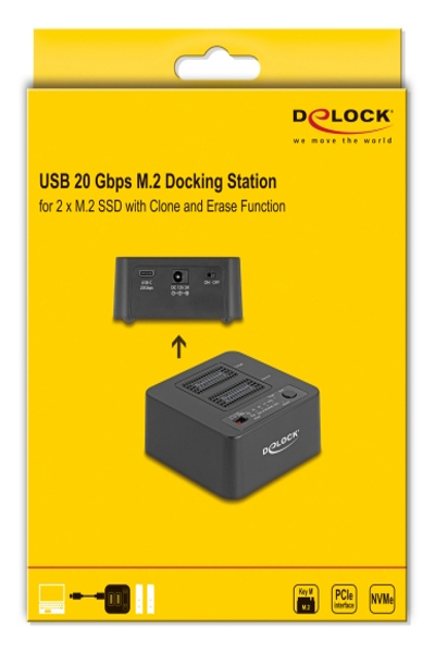 Delock USB 20 Gbps M.2 Dockingstation fÃƒÂ¼r 2 x NVMe PCIe SSD mit Klon- und - 64300