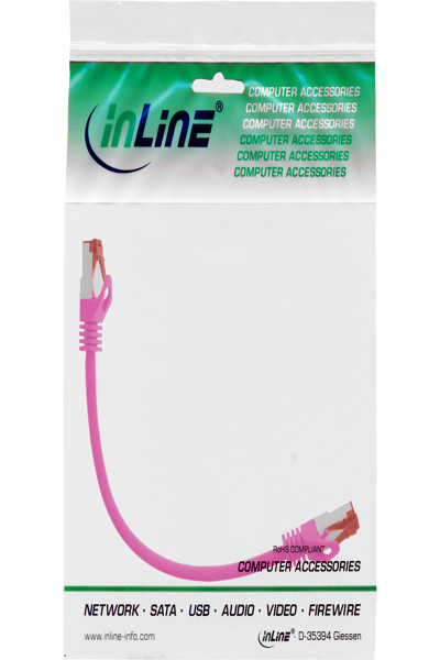 Câble de raccordement en ligne S/FTP PiMF Cat.6 250 MHz PVC cuivre rose 0,25 m