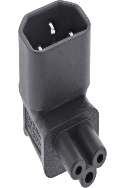 Adaptateur secteur InLine IEC C14/C5 coudé vers le haut/bas