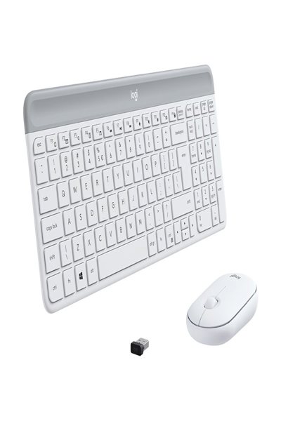 Logitech MK470 Slim Combo - Full-size (100%) - Wireless - RF Wireless - QWERTY - White - Mouse included - 920-009197