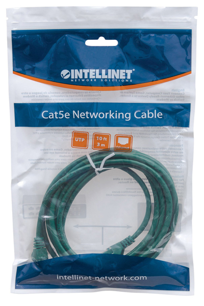 Intellinet Network Patch Cable - Cat6 - 5m - Green - CCA - U/UTP - PVC - RJ45 - Gold Plated Contacts - Snagless - Booted - Lifetime Warranty - Polybag - 5 m - Cat6 - U/UTP (UTP) - RJ-45 - RJ-45 - 343718