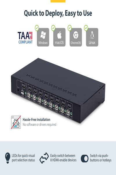StarTech.com 8-Port HDMI KVM Switch 1U Rack Mount - R8AH202-KVM-SWITCH
