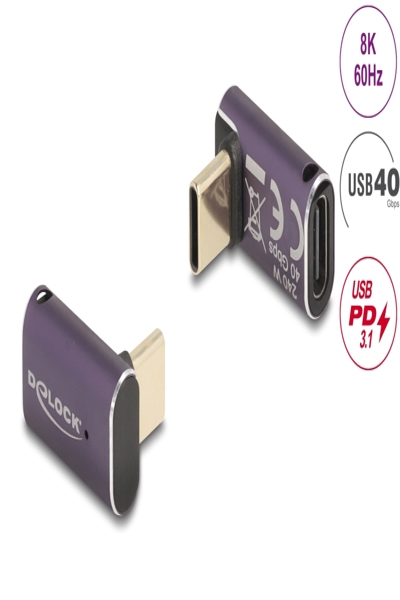 Delock USB-adapter - 24-stifts USB-C (hane) till 24-stifts USB-C (hona) vinklad - 60289