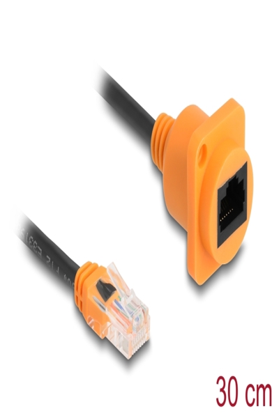 Delock D-Typ RJ45 Kabel Stecker zu Buchse Cat.5e UTP orange schwarz - Cable - Network - 90804