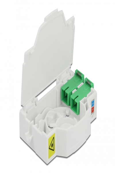 Delock Optical Fiber Connection Box for DIN Rail 2 x SC Simplex or LC Duplex, White - 85922