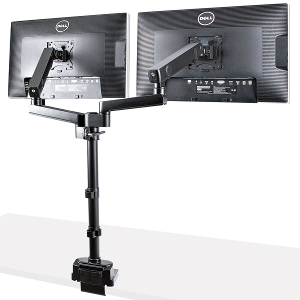 Dual monitor holder for table mounting - Flexible monitor arm for 2x VESA monitors up to 81.28cm 32inch - height adjustable - ARMDUALPIVOT