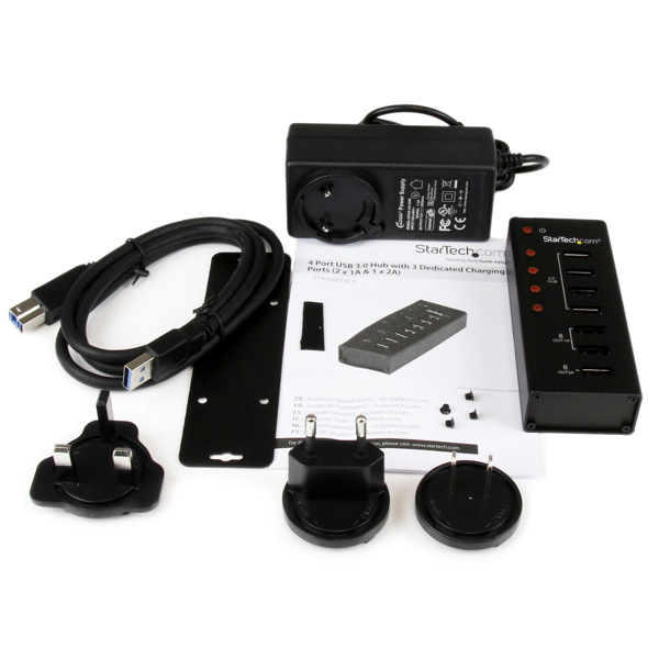 StarTech 4 Port USB3.0 Hub w - 3 Dedicated Charging Ports (2x1A & 1x2A) - Hub - 4 x SuperSpeed ​​USB3.0 - Desktop (ST4300U3C3) - ST4300U3C3