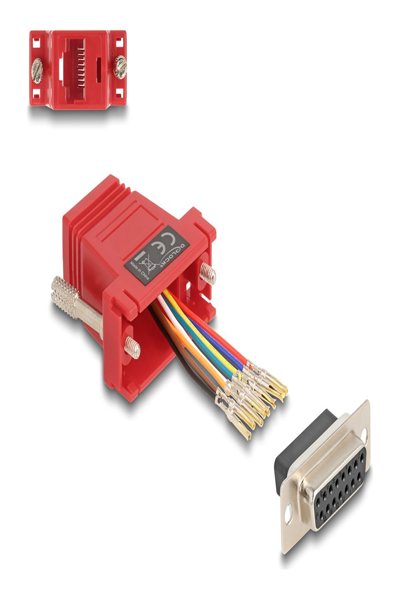 Delock Seriell adapter - 15-stifts D-Sub (DB-15) (hona) skruvbar till RJ-45 (8-stifts) (hona) - 67112